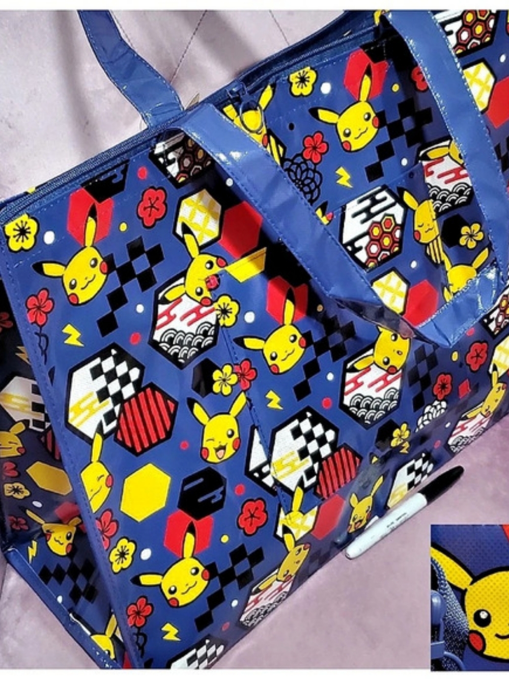 Pokémon Center Japan Souvenir Bag Carry On Type Pikachu Tote Blue